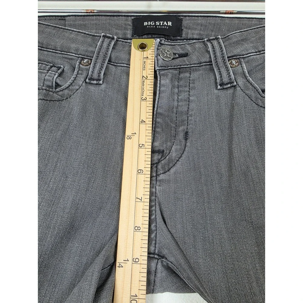 Big Star Alex Skinny Jeans Womens 29 Charcoal Grey Faded Mid Rise Denim FWALX3SU
